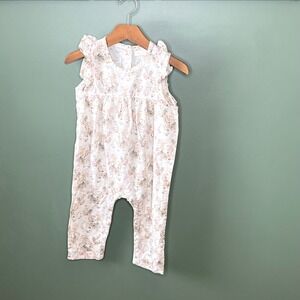 Jamie Kay Kids Organic Cotton Floral Ruffle Romper Jumpsuit 2YRS Cream Pink